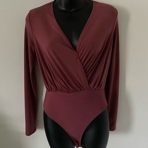 Forever 21 rosewood pink long sleeve bodysuit size medium
